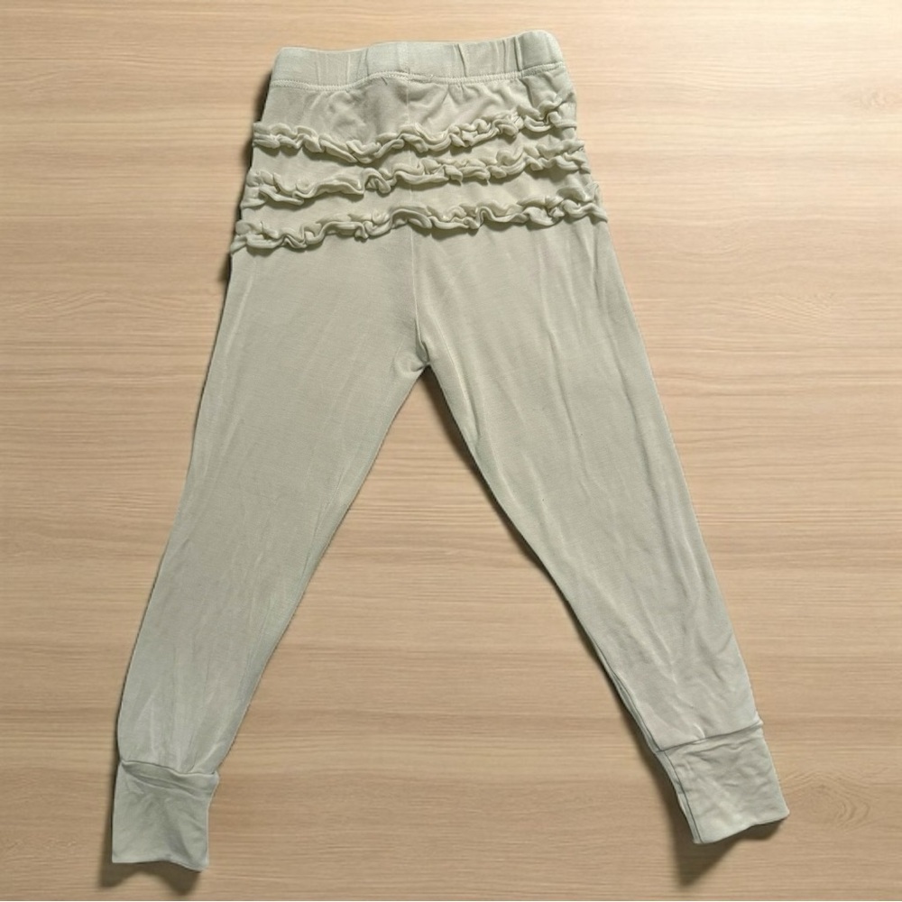 Birdie Bean Bamboo Ruffle Leggings 18-24M Cream Soft Pajama Pant - Picture 4 of 5